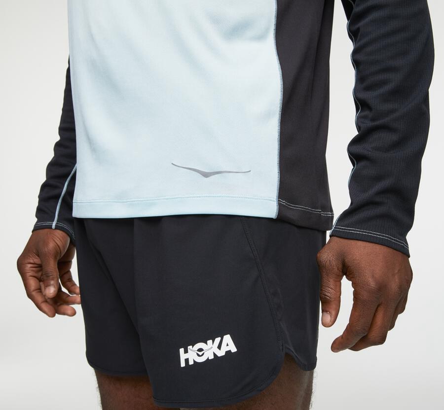 Hoka One One Performance Lång Sleeve Top Herr - Blå/Svarta - KPSWO-1846